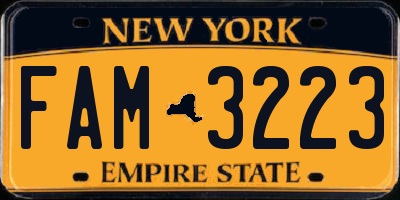 NY license plate FAM3223