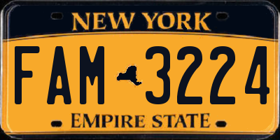 NY license plate FAM3224