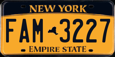 NY license plate FAM3227