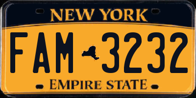NY license plate FAM3232
