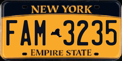 NY license plate FAM3235