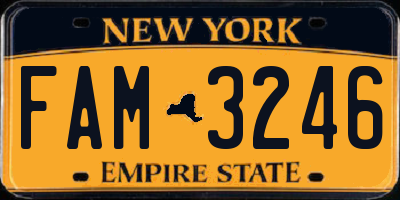 NY license plate FAM3246