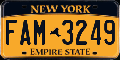 NY license plate FAM3249