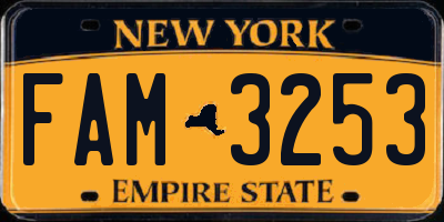NY license plate FAM3253