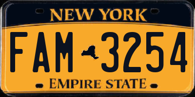 NY license plate FAM3254
