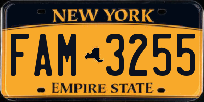 NY license plate FAM3255