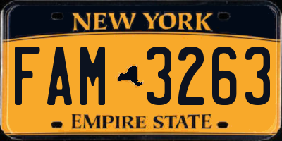 NY license plate FAM3263