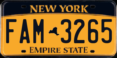 NY license plate FAM3265