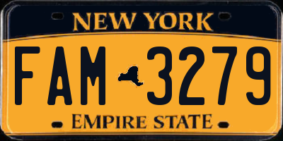 NY license plate FAM3279