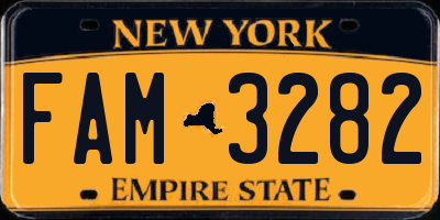 NY license plate FAM3282