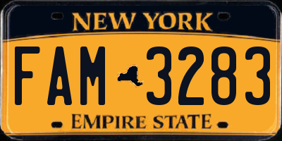 NY license plate FAM3283