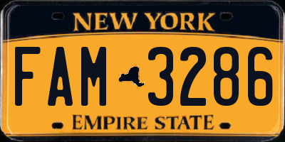 NY license plate FAM3286
