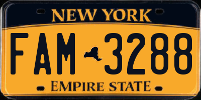 NY license plate FAM3288