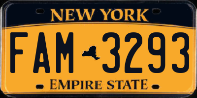 NY license plate FAM3293