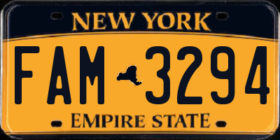 NY license plate FAM3294