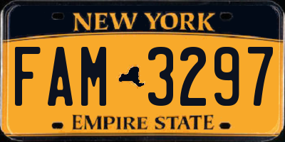 NY license plate FAM3297