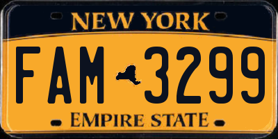 NY license plate FAM3299