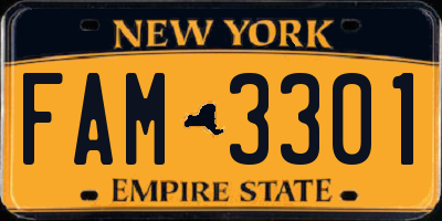 NY license plate FAM3301