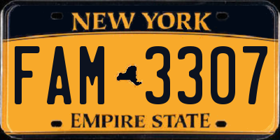 NY license plate FAM3307
