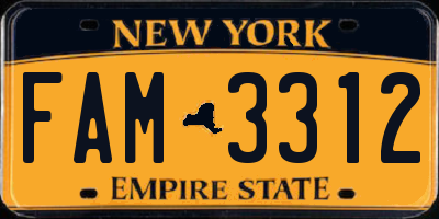 NY license plate FAM3312
