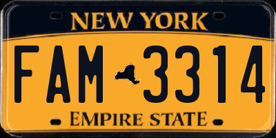NY license plate FAM3314