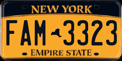 NY license plate FAM3323