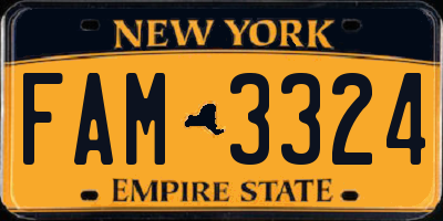 NY license plate FAM3324