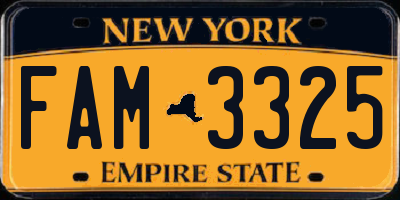 NY license plate FAM3325