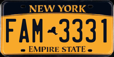 NY license plate FAM3331