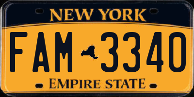 NY license plate FAM3340