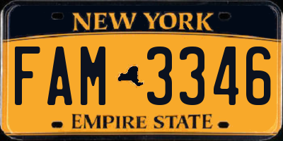 NY license plate FAM3346
