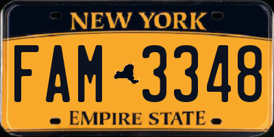 NY license plate FAM3348