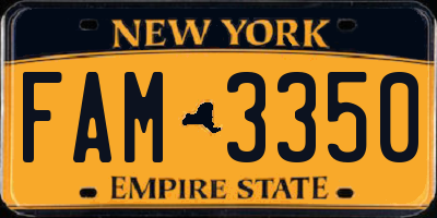 NY license plate FAM3350