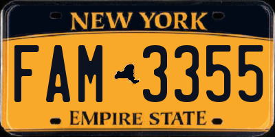 NY license plate FAM3355