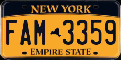 NY license plate FAM3359