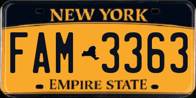 NY license plate FAM3363