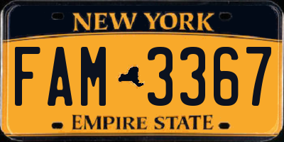 NY license plate FAM3367