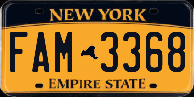 NY license plate FAM3368