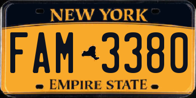 NY license plate FAM3380