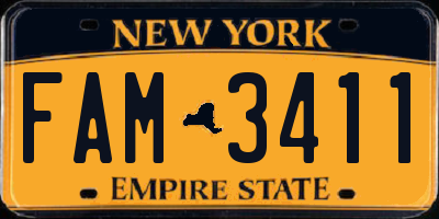NY license plate FAM3411