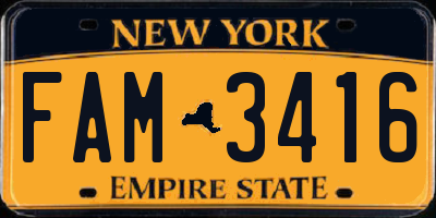 NY license plate FAM3416