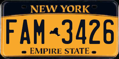 NY license plate FAM3426