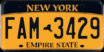 NY license plate FAM3429