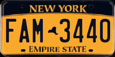NY license plate FAM3440