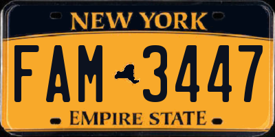 NY license plate FAM3447