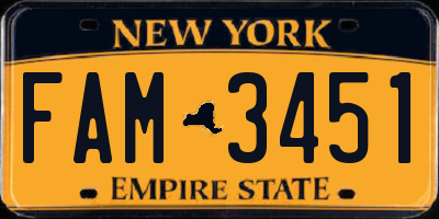 NY license plate FAM3451