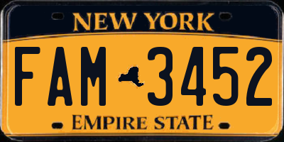 NY license plate FAM3452
