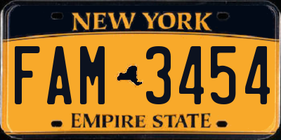 NY license plate FAM3454
