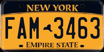 NY license plate FAM3463