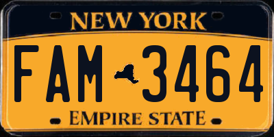 NY license plate FAM3464
